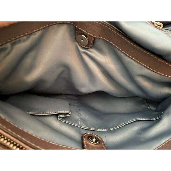 Coach Madison Op Art Sateen Signature Grey Brown Tote Handbag with Wristlet - Picture 7 of 12